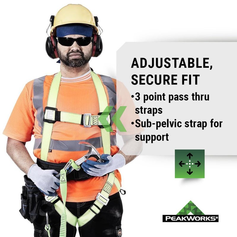 PeakWorks Compliance Series Safety Harness - Class A Fall Arrest Harness - CSA & ANSI Compliant Fall Protection - 310 lbs Capacity - Universal Size - Image 3